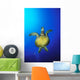 Hawaii, Green Sea Turtle Swimming In Clear Blue Water, View From Below Wall Mural