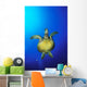 Hawaii, Green Sea Turtle Swimming In Clear Blue Water, View From Below Wall Mural