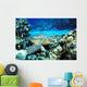 Hawaii, Green Sea Turtle On Reef With Tropical Fish Wall Mural