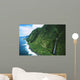 Hawaii, Big Island, Hamakua Coast, Waterfalls Cascade Into The Ocean Wall Mural
