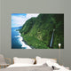 Hawaii, Big Island, Hamakua Coast, Waterfalls Cascade Into The Ocean Wall Mural