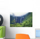 Hawaii, Big Island, Waipio Valley, Twin Waterfalls With Lush Greenery Wall Mural