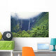 Hawaii, Big Island, Waipio Valley, Twin Waterfalls With Lush Greenery Wall Mural