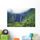 Hawaii, Big Island, Waipio Valley, Twin Waterfalls With Lush Greenery Wall Mural