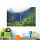 Hawaii, Big Island, Waipio Valley, Twin Waterfalls With Lush Greenery Wall Mural