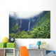 Hawaii, Big Island, Waipio Valley, Twin Waterfalls With Lush Greenery Wall Mural