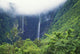 Hawaii, Big Island, Waipio Valley, Twin Waterfalls With Lush Greenery Wall Mural