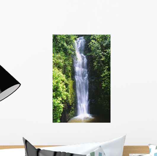 Waterfall Surrounded By Lush Greenery Wall Mural