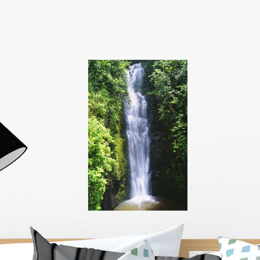 Waterfall Surrounded By Lush Greenery Wall Mural
