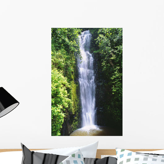 Waterfall Surrounded By Lush Greenery Wall Mural