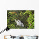 Waterfall Surrounded By Tropical Flowers And Plants Wall Mural