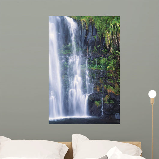Hawaii, Maui, One Of Many Cascading Waterfalls Found Along Hana Coast Wall Mural