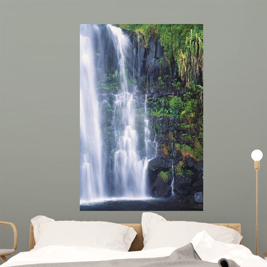 Hawaii, Maui, One Of Many Cascading Waterfalls Found Along Hana Coast Wall Mural