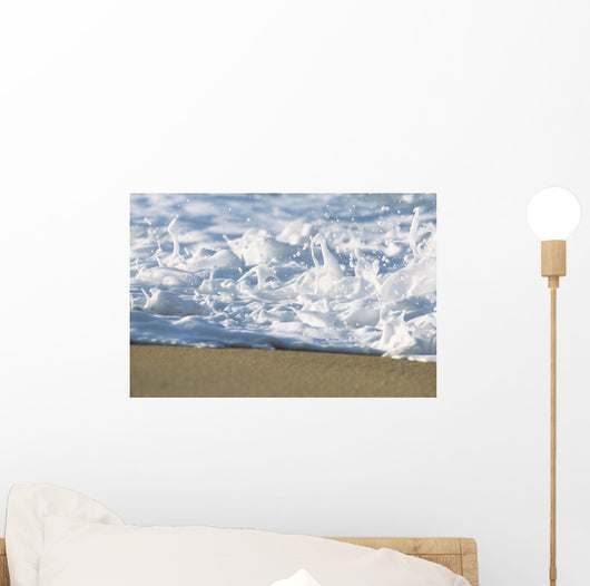 Hawaii, Ripple Of Water And Seafoam Breaks On Sandy Shore Wall Mural