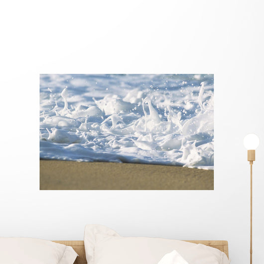 Hawaii, Ripple Of Water And Seafoam Breaks On Sandy Shore Wall Mural