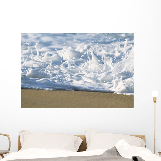 Hawaii, Ripple Of Water And Seafoam Breaks On Sandy Shore Wall Mural