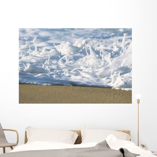 Hawaii, Ripple Of Water And Seafoam Breaks On Sandy Shore Wall Mural