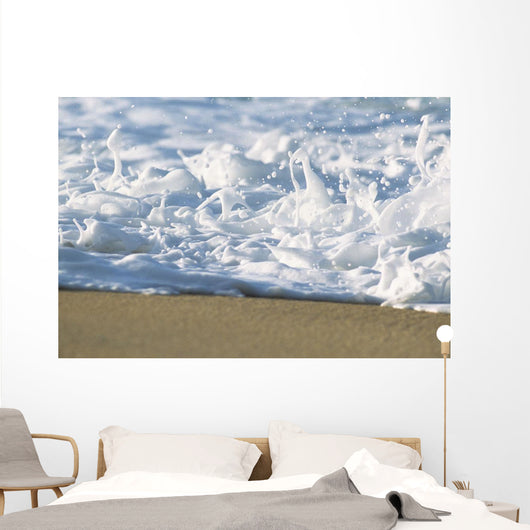 Hawaii, Ripple Of Water And Seafoam Breaks On Sandy Shore Wall Mural
