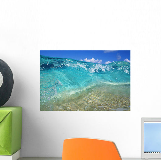 Ripple Of Crystal Clear And Turquoise Water Breaks On Sandy Shore Wall Mural