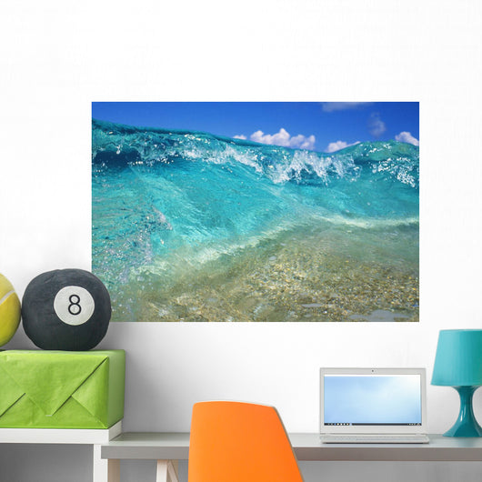 Ripple Of Crystal Clear And Turquoise Water Breaks On Sandy Shore Wall Mural