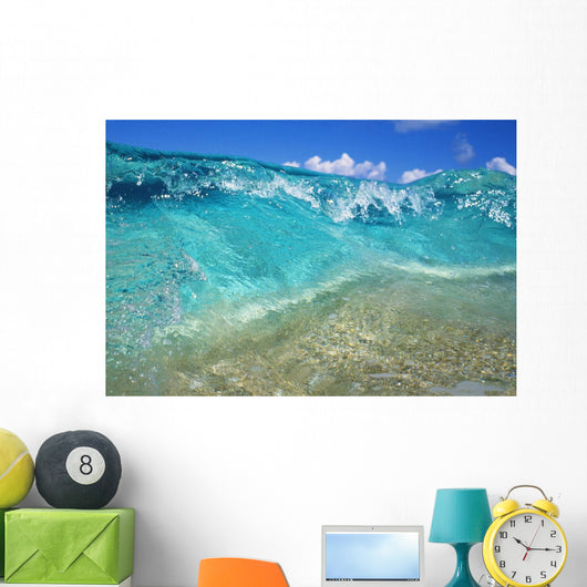 Ripple Of Crystal Clear And Turquoise Water Breaks On Sandy Shore Wall Mural
