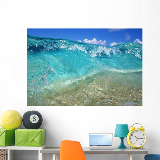 Ripple Of Crystal Clear And Turquoise Water Breaks On Sandy Shore Wall Mural