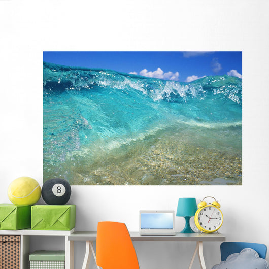 Ripple Of Crystal Clear And Turquoise Water Breaks On Sandy Shore Wall Mural