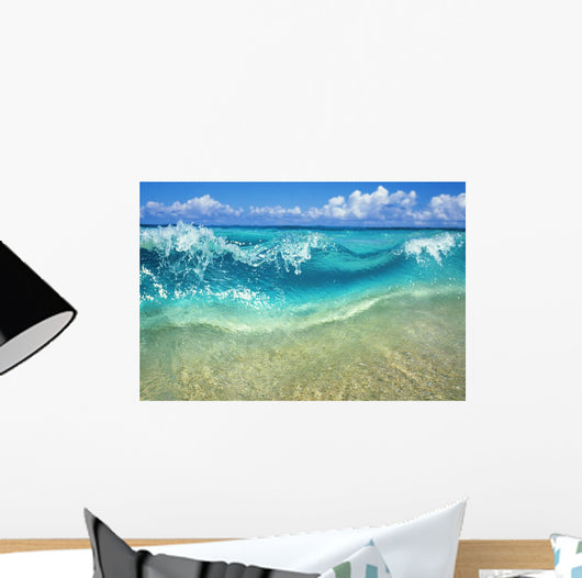 Ripple Of Crystal Clear And Turquoise Water Breaks On Sandy Shore Wall Mural