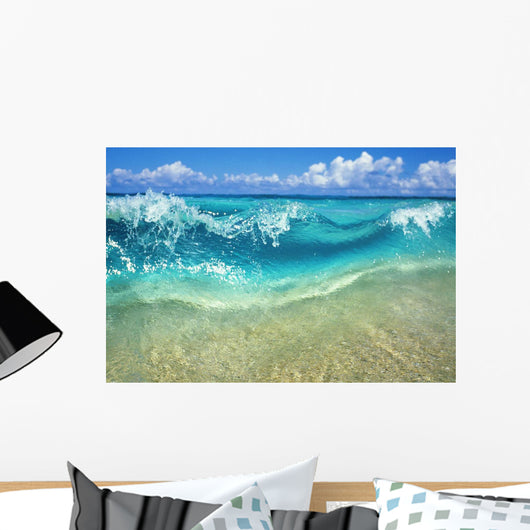 Ripple Of Crystal Clear And Turquoise Water Breaks On Sandy Shore Wall Mural