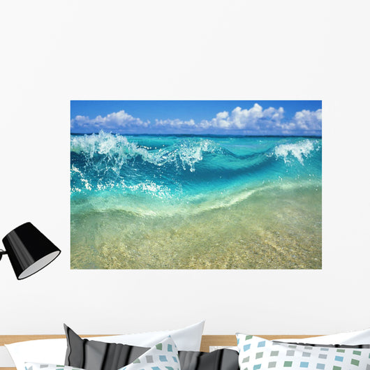 Ripple Of Crystal Clear And Turquoise Water Breaks On Sandy Shore Wall Mural