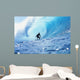 Hawaii, Oahu, North Shore, Silhouette Of Surfer In Pipeline Barrel Wall Mural