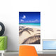 Tropical Beach Scene With Palm Shadow On Shoreline Sand Wall Mural