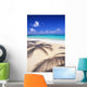 Tropical Beach Scene With Palm Shadow On Shoreline Sand Wall Mural