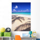 Tropical Beach Scene With Palm Shadow On Shoreline Sand Wall Mural