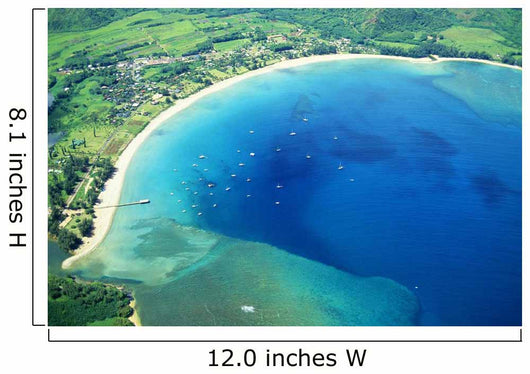 Hawaii, Kauai, Aerial Of Hanalei Bay, Boats In Ocean Wall Mural