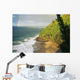 Hawaii, Kauai, Napali Coast, Hanakapiai Beach, Rainbow In Distance Wall Mural
