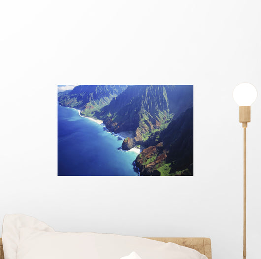 Hawaii, Kauai, Na Pali Coast, Aerial View Along Mountains Wall Mural