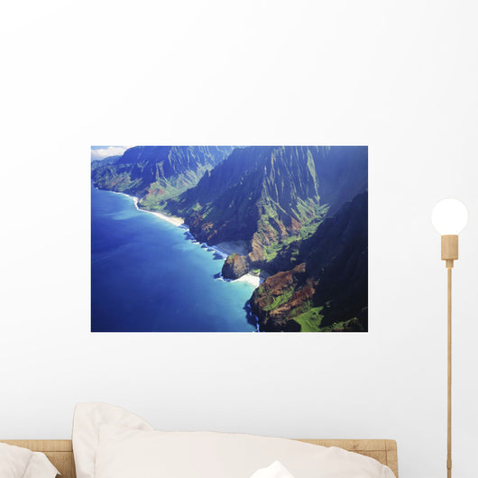 Hawaii, Kauai, Na Pali Coast, Aerial View Along Mountains Wall Mural