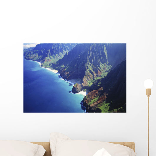 Hawaii, Kauai, Na Pali Coast, Aerial View Along Mountains Wall Mural