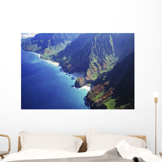 Hawaii, Kauai, Na Pali Coast, Aerial View Along Mountains Wall Mural