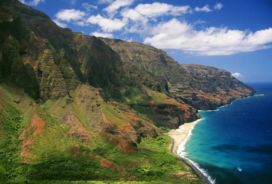 Hawaii, Kauai, Aerial Along Napali Coastline, Rugged Cliffs Wall Mural