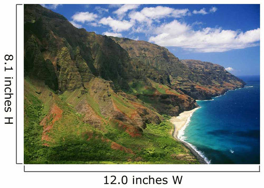 Hawaii, Kauai, Aerial Along Napali Coastline, Rugged Cliffs Wall Mural
