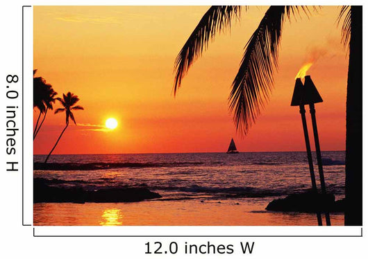 Sailboat And Tiki Torches Wall Mural