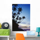 Fiji, Palm Trees Line The Beach At Twilight Wall Mural