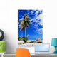 French Polynesia, Beach With Boat Wreck On Shore Wall Mural