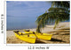 French Polynesia, Rangiroa, Kia Ora, Yellow Double Canoe On Beach Wall Mural