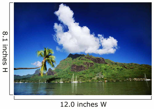 Scenic View Of Island And Puffy Cloud From Ocean Wall Mural