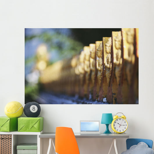 Laos, Luang Prabang, Detail Of Temple Fence Wall Mural