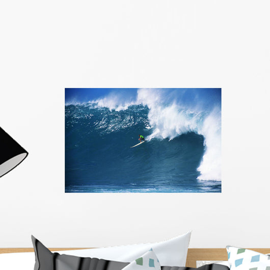 Hawaii, Oahu, North Shore, Waimea, Noah Johnson Riding Wave Wall Mural