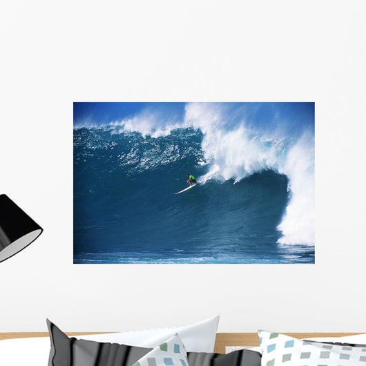 Hawaii, Oahu, North Shore, Waimea, Noah Johnson Riding Wave Wall Mural